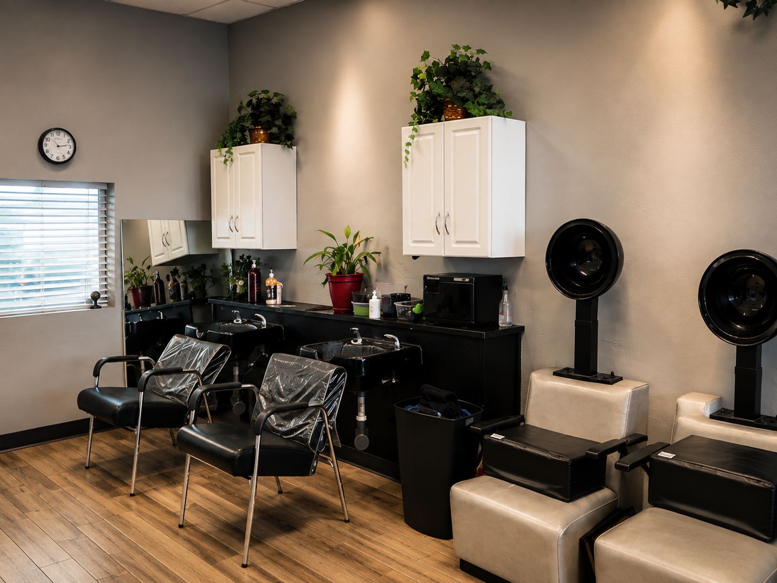 Inside Anzhela's Hair Cuts — wash and dry stations